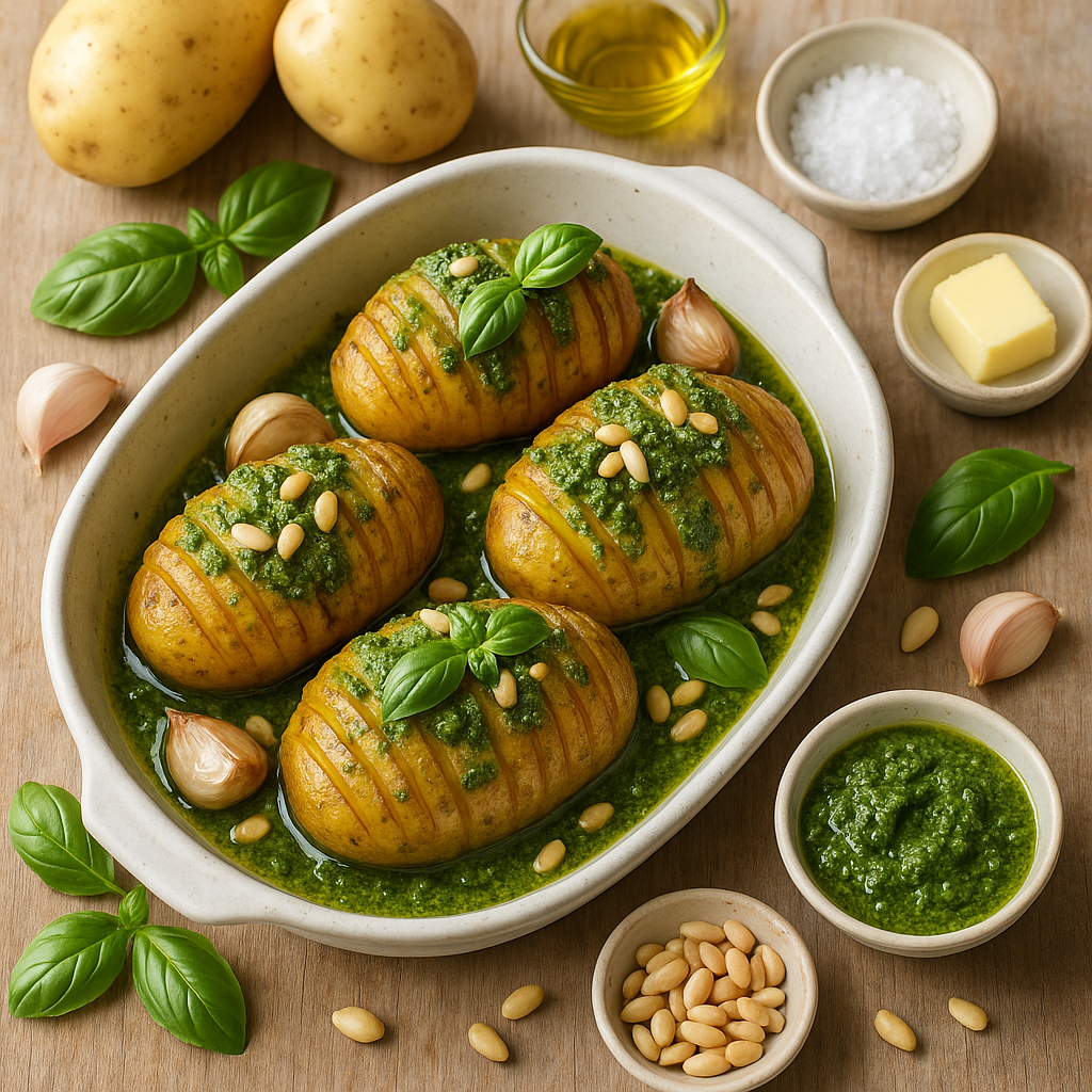 Hasselback Potatoes met Pesto