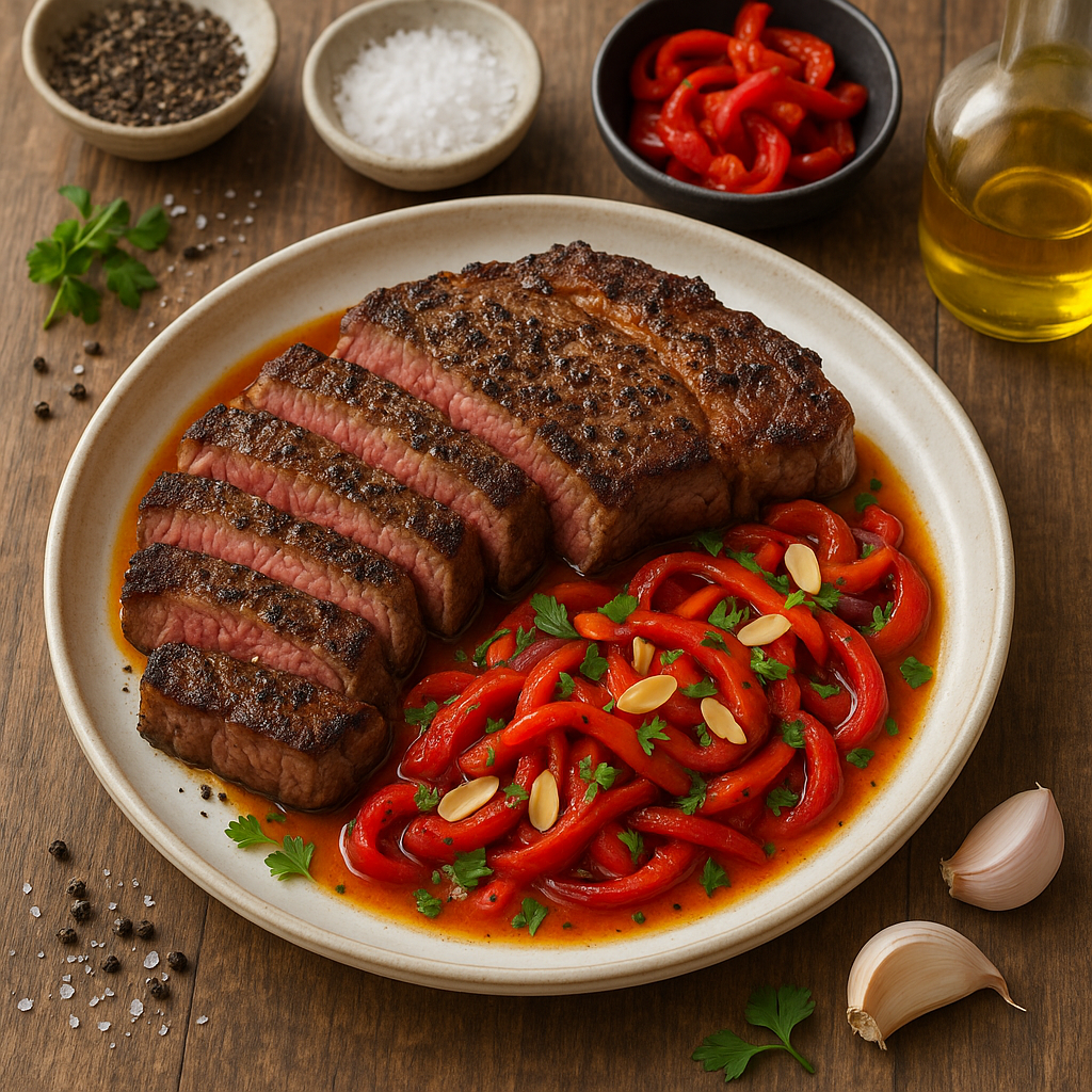 Gerookte Entrecôte met Paprika Saus