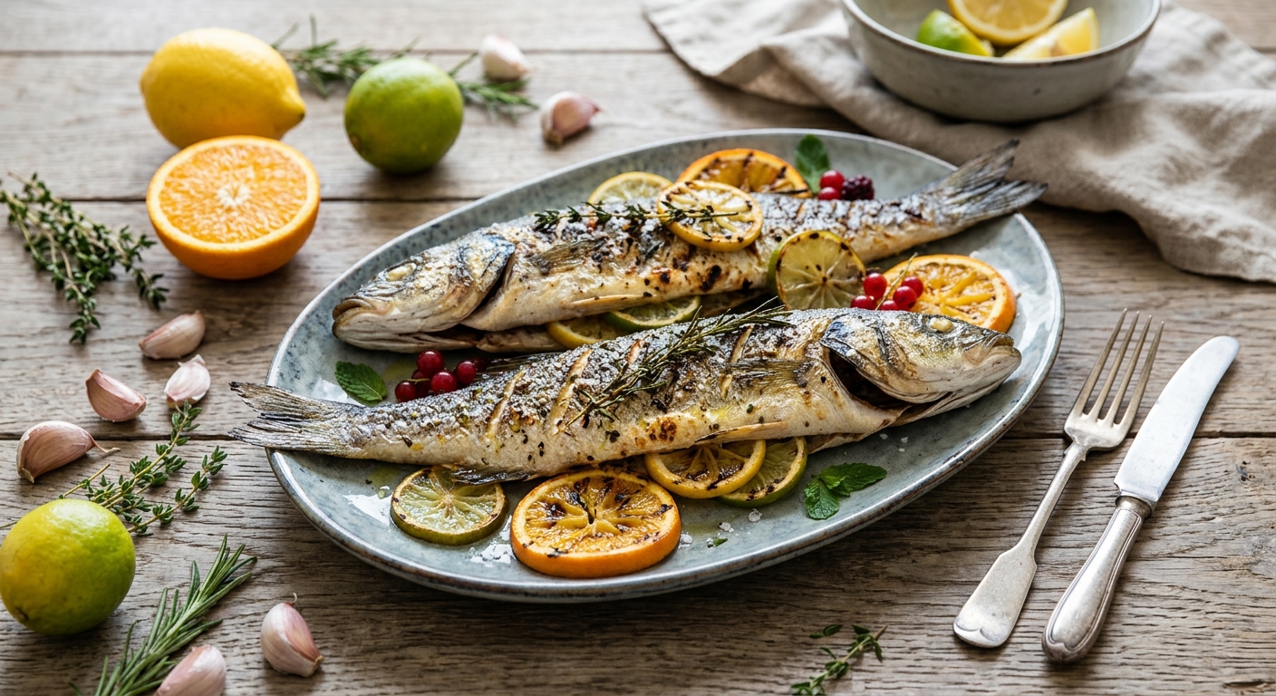 Zeebaars met Vers Fruit op de BBQ