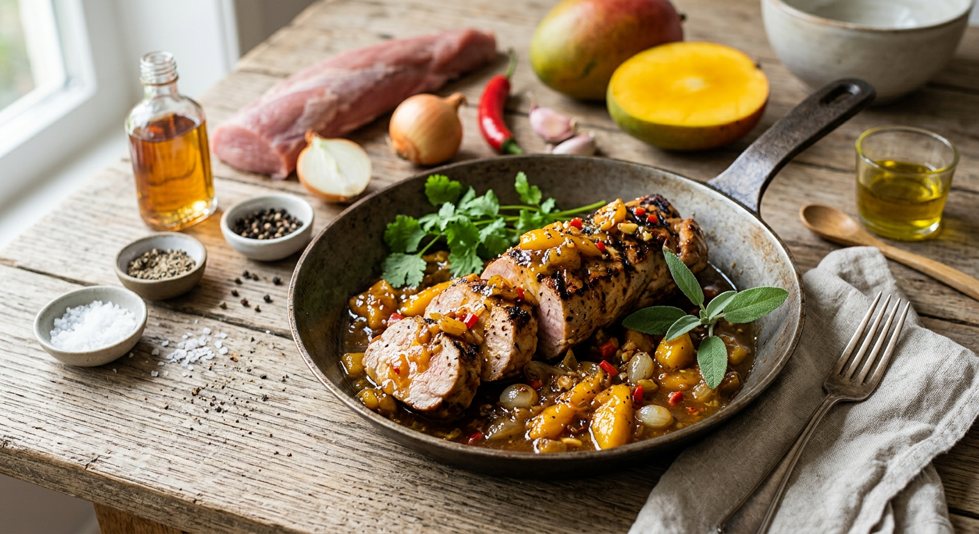 Varkenshaas Whisky Mango lekker van de BBQ