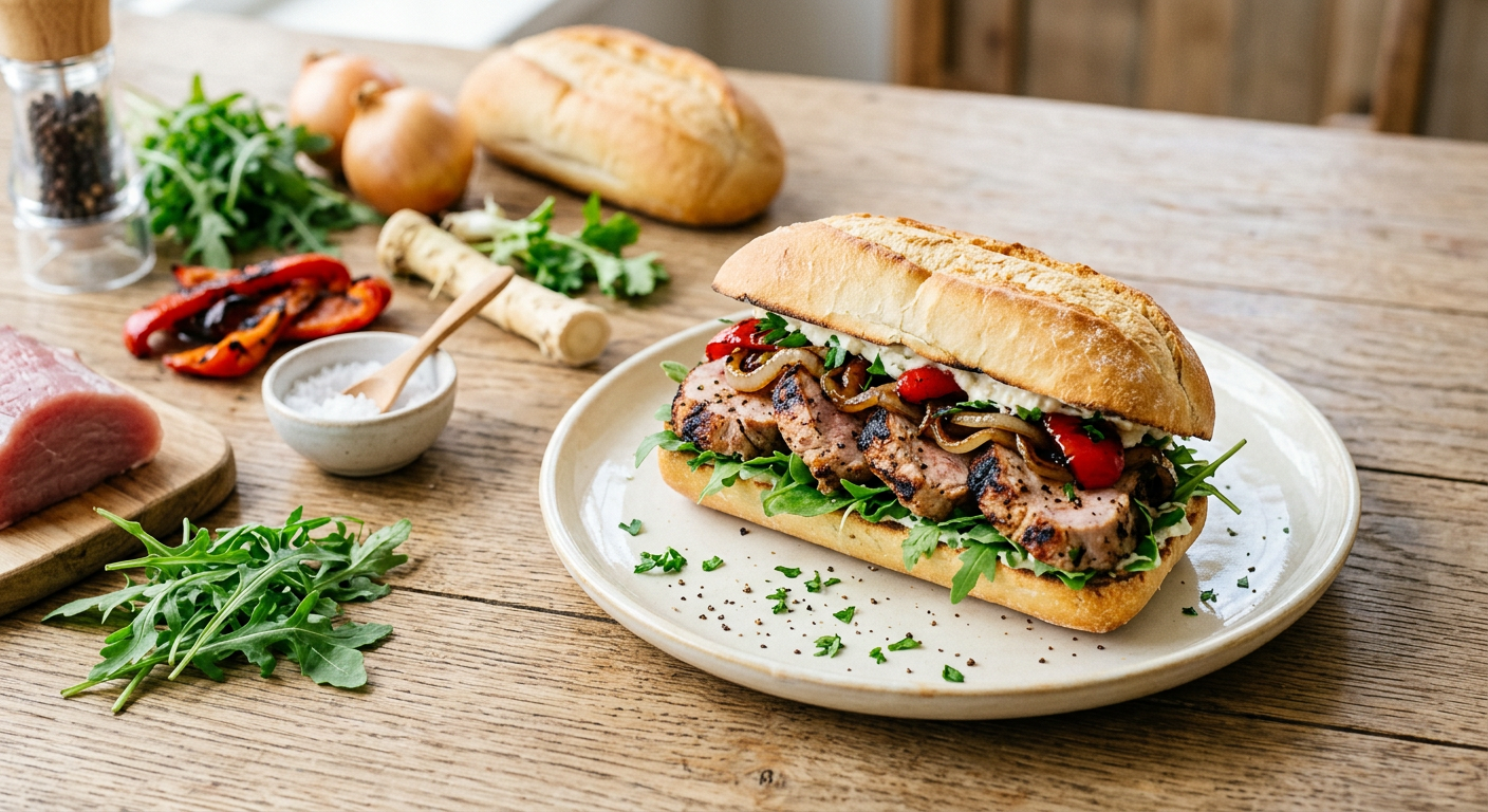 Pittig Broodje Varkenshaas van de BBQ