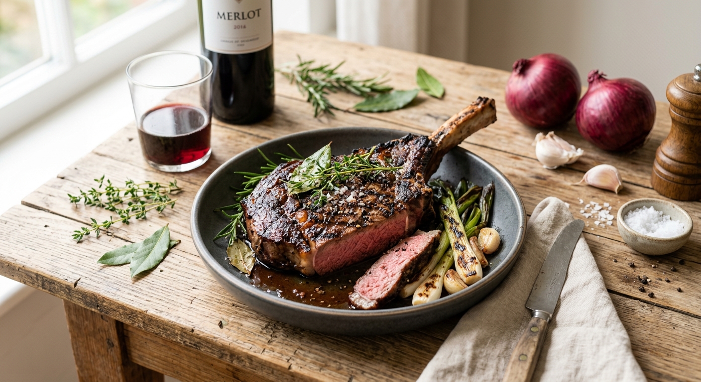 Cote de Boeuf in Rode wijn Marinade op de BBQ