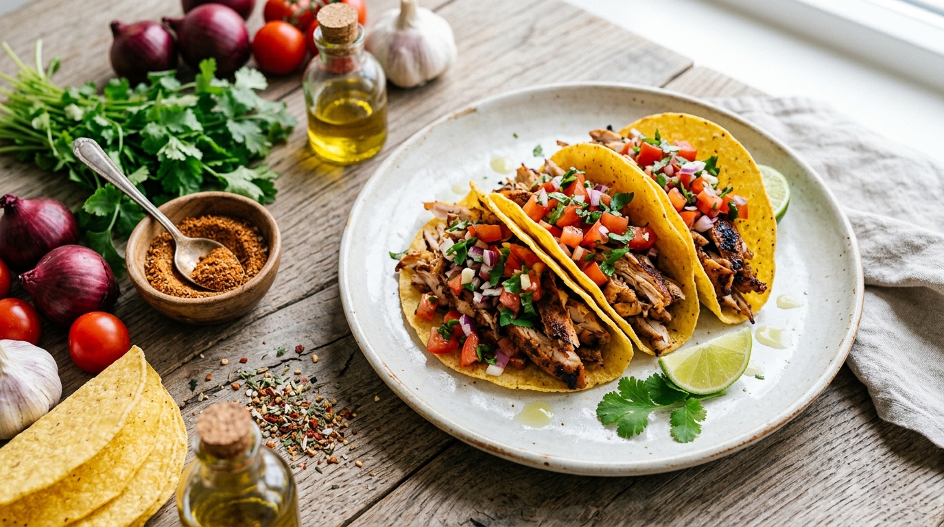 Taco met kip van de BBQ lekker Pikant
