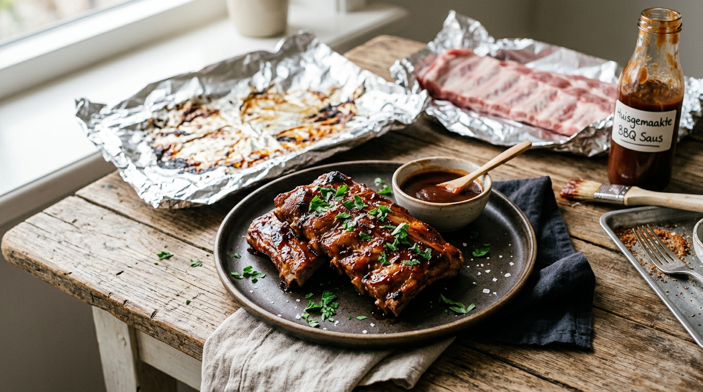 Spareribs opwarmen in de oven of op de BBQ