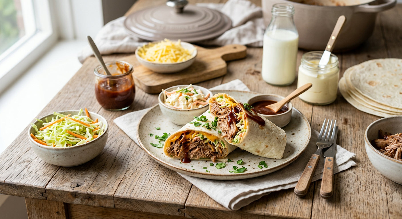 Pulled pork wrap met coleslaw