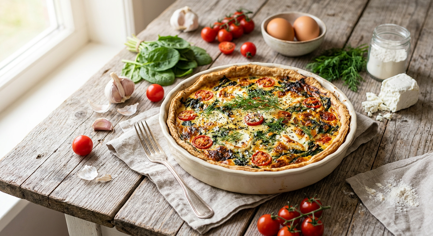 Quiche spinazie geitenkaas van de BBQ